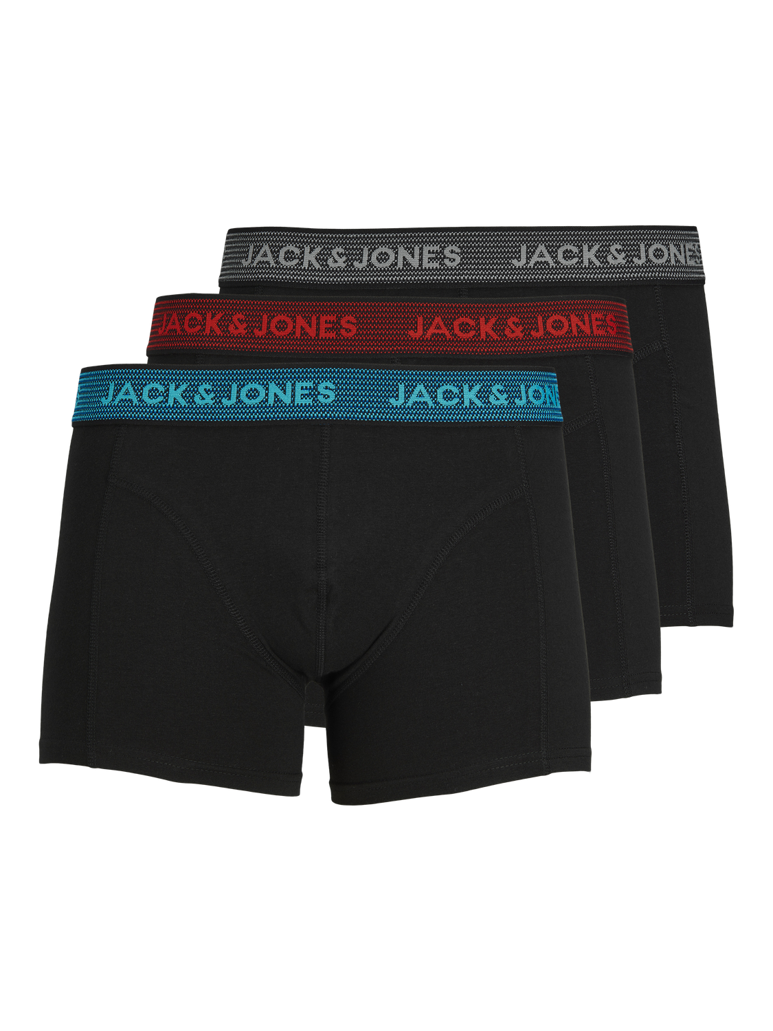 Jack & Jones Mens New 3 Pack Trunks Boxer Shorts Underwear Black Blue ...